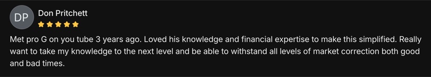 Five-star review from Don Pritchett about learning to withstand market corrections
